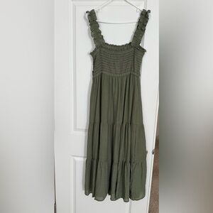 Liberty Love Olive Green Tiered Smocked Sundress